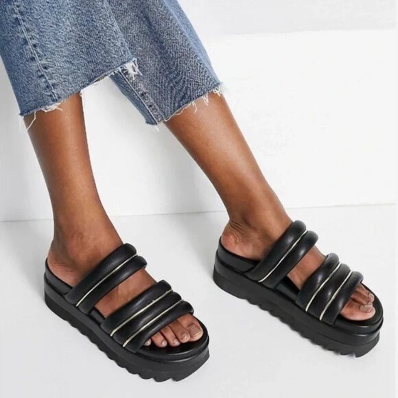 ASOS Padded Platform Black & Gold Sandals